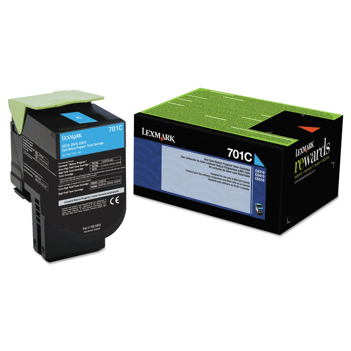 70C10C0 LEXMARK 701C CYAN RETURN PROGRAM TONER CARTRIDGE