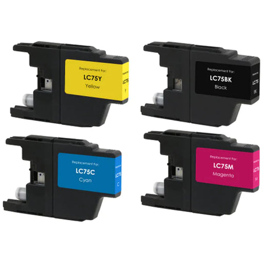 Inks N Stuff Brother Compatible LC75 Ink Cartridge Combo High Yield BK/C/M/Y